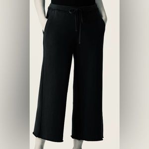 Organic Cotton French Terry Wide-Leg Pant Eileen Fisher Black XS Pant NWT